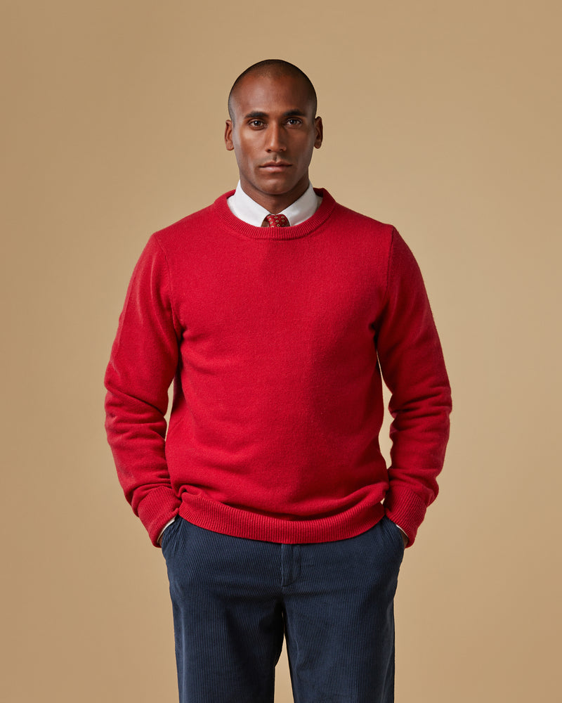 Mens red crew neck hot sale sweater